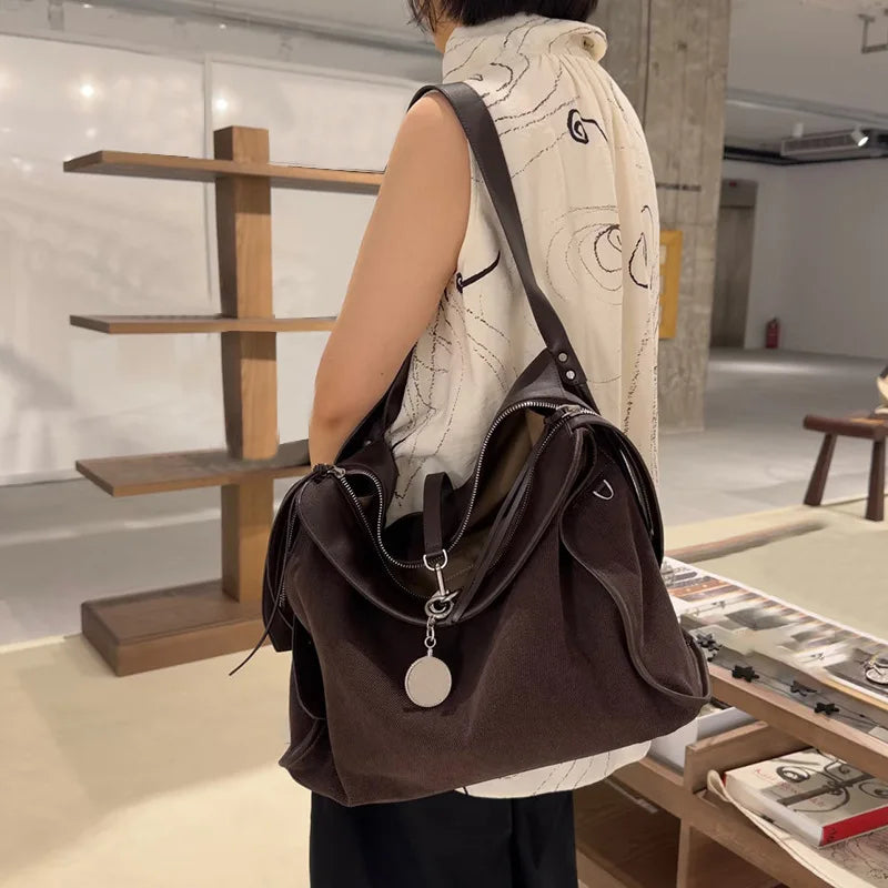 Contrast-Trim Bucket Shoulder Bag