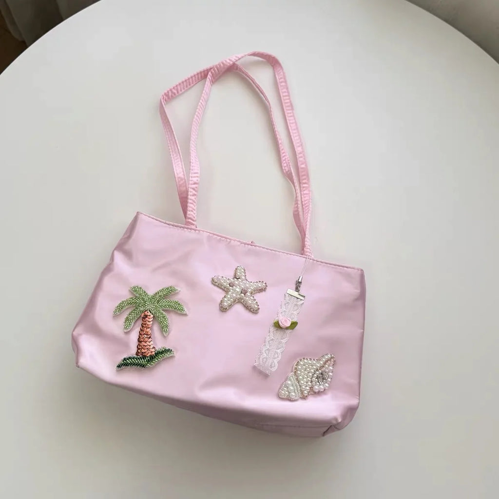 Tropical Applique Shoulder Tote