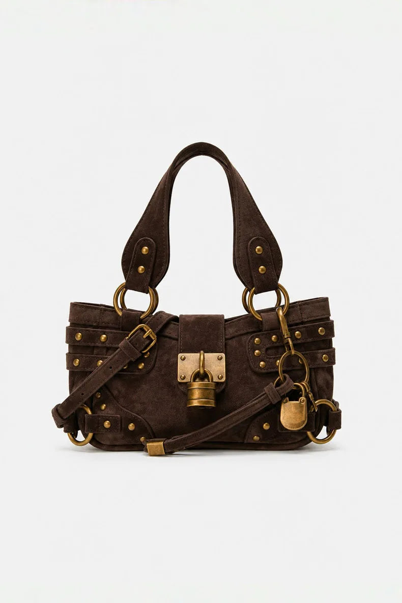 Studded Lock Top-Handle Bag
