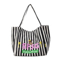 Striped Graphic Shoulder Tote