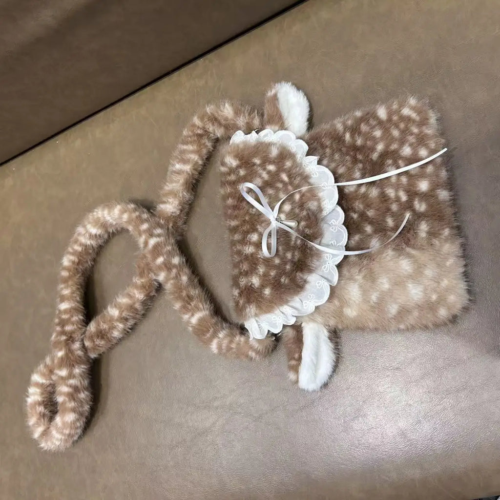 Ruffle-Trim Plush Crossbody Bag