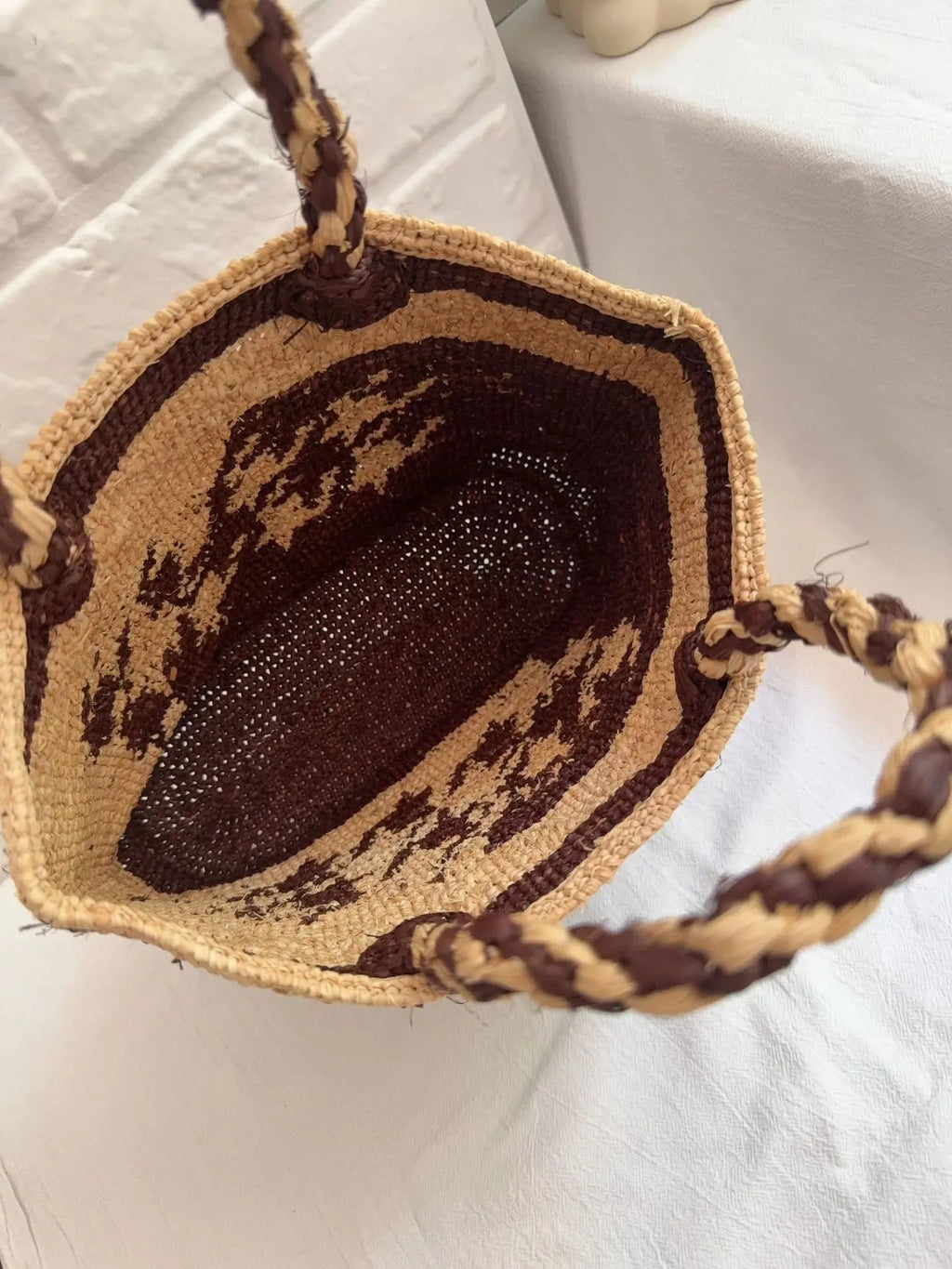 Patterned Woven Basket Tote