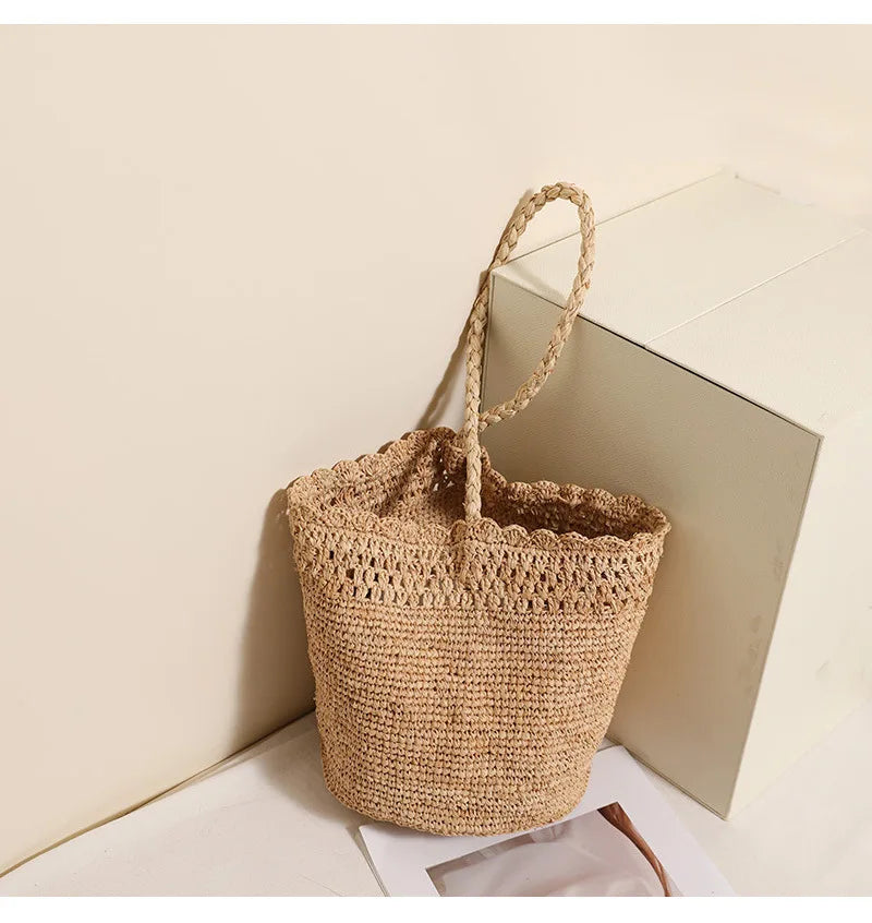 Woven Bucket Shoulder Bag