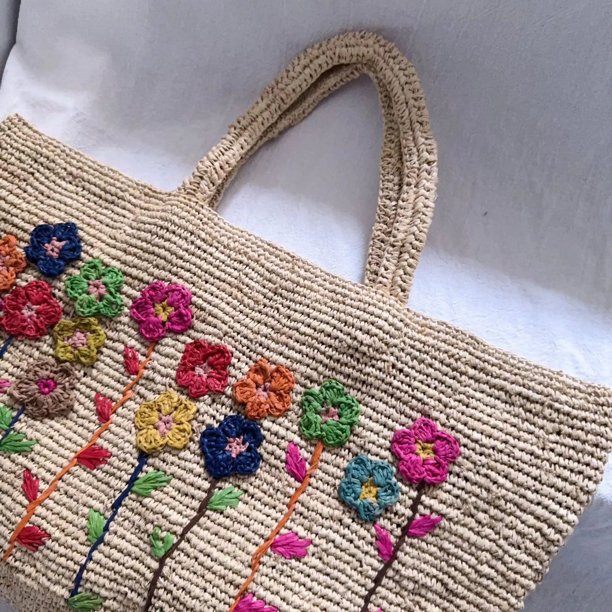 Floral Woven Tote Bag