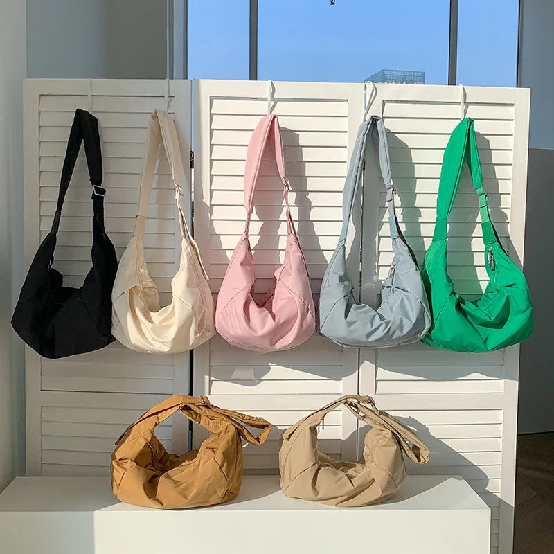 Ruched Crescent Shoulder Bag