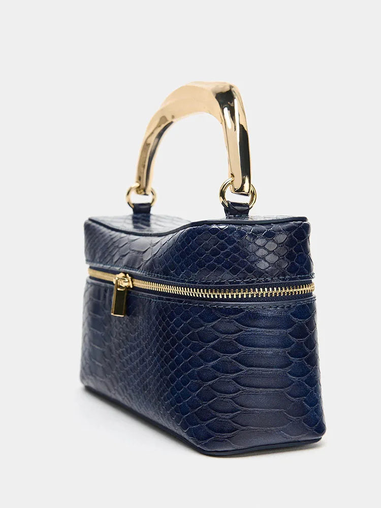 Embossed Box Top-Handle Bag