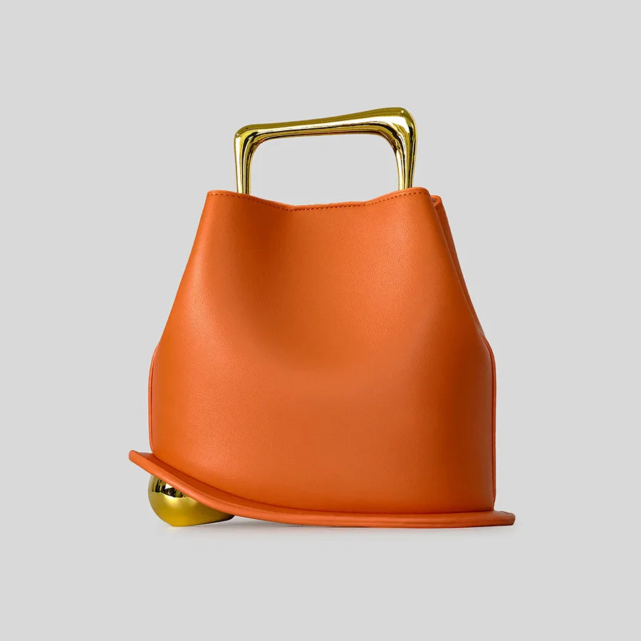 Rectangular-Handle Sculpted Handbag