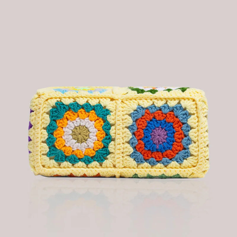 Floral-Square Woven Handbag