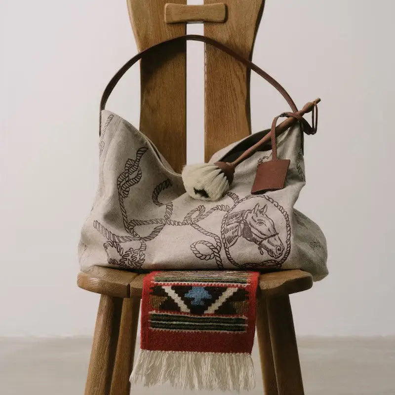 Graphic Slouchy Shoulder Tote