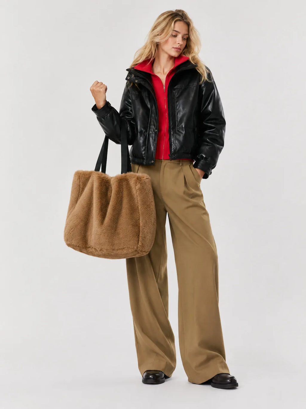 Plush Shoulder Tote Bag