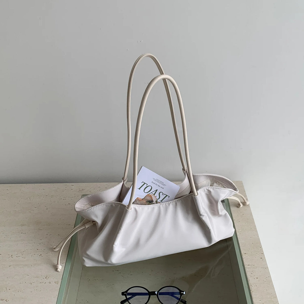 Drawstring Slouchy Shoulder Bag