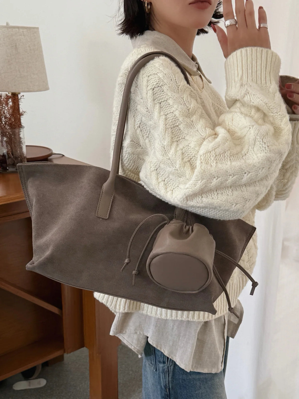 Winged Shoulder Tote Bag