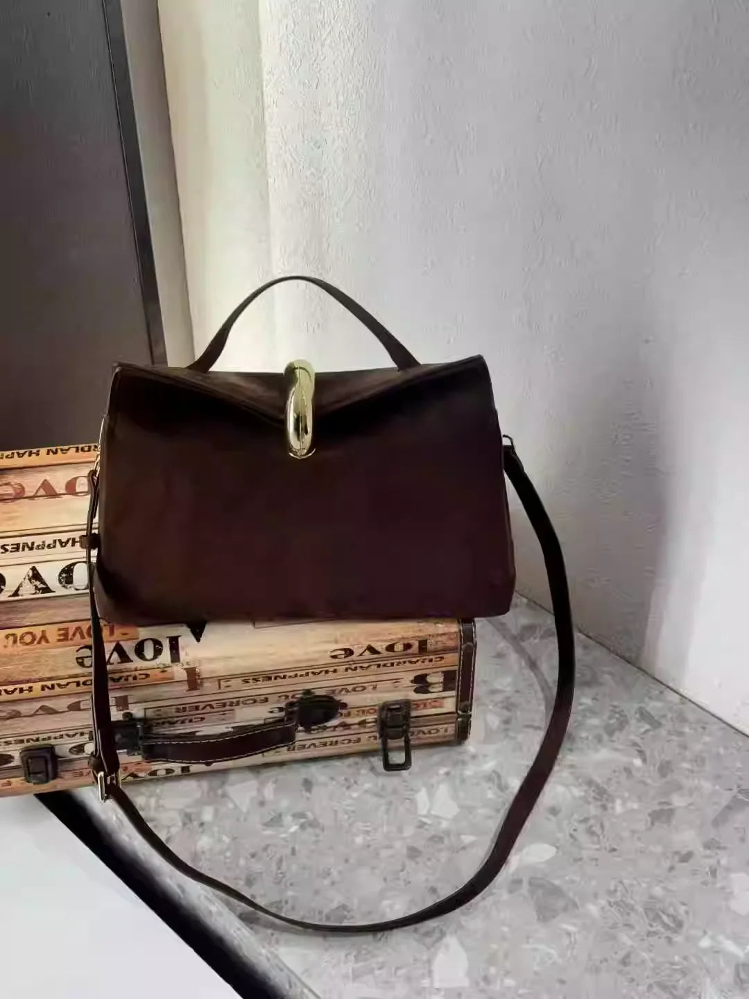 Clasp Top-Handle Bag