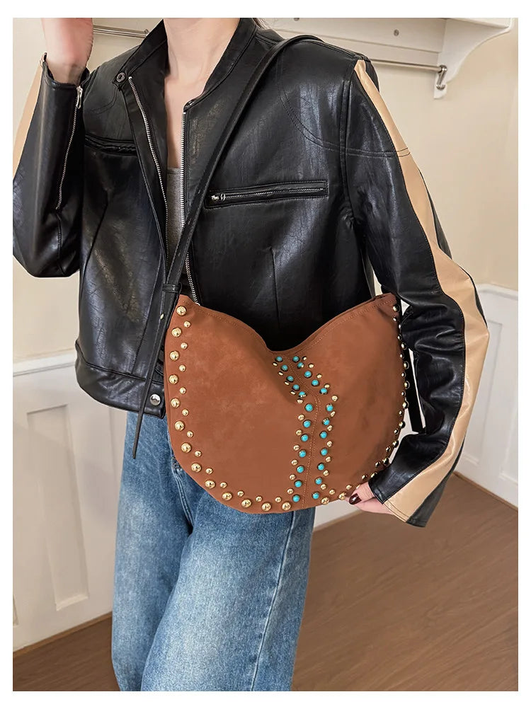 Embellished Crescent Shoulder Bag