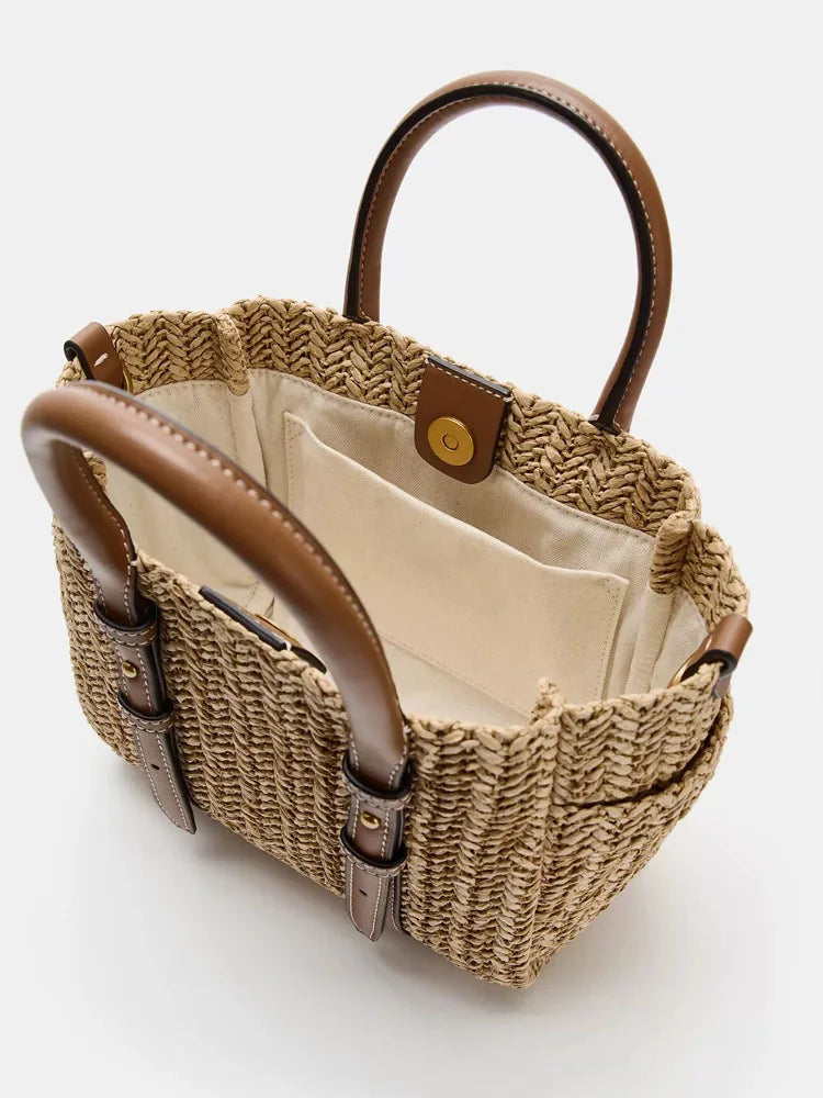 Herringbone Woven Tote Bag