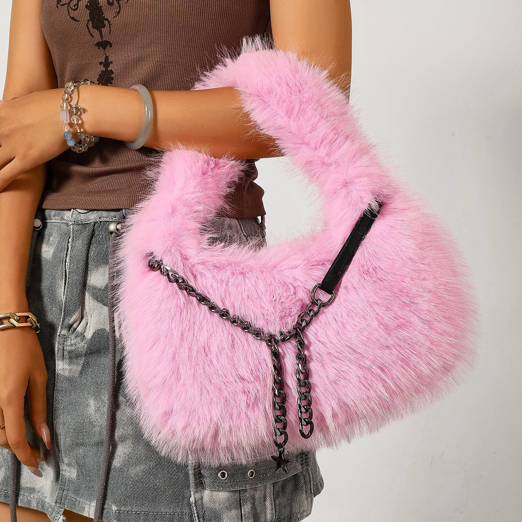 Plush Crescent Shoulder Bag