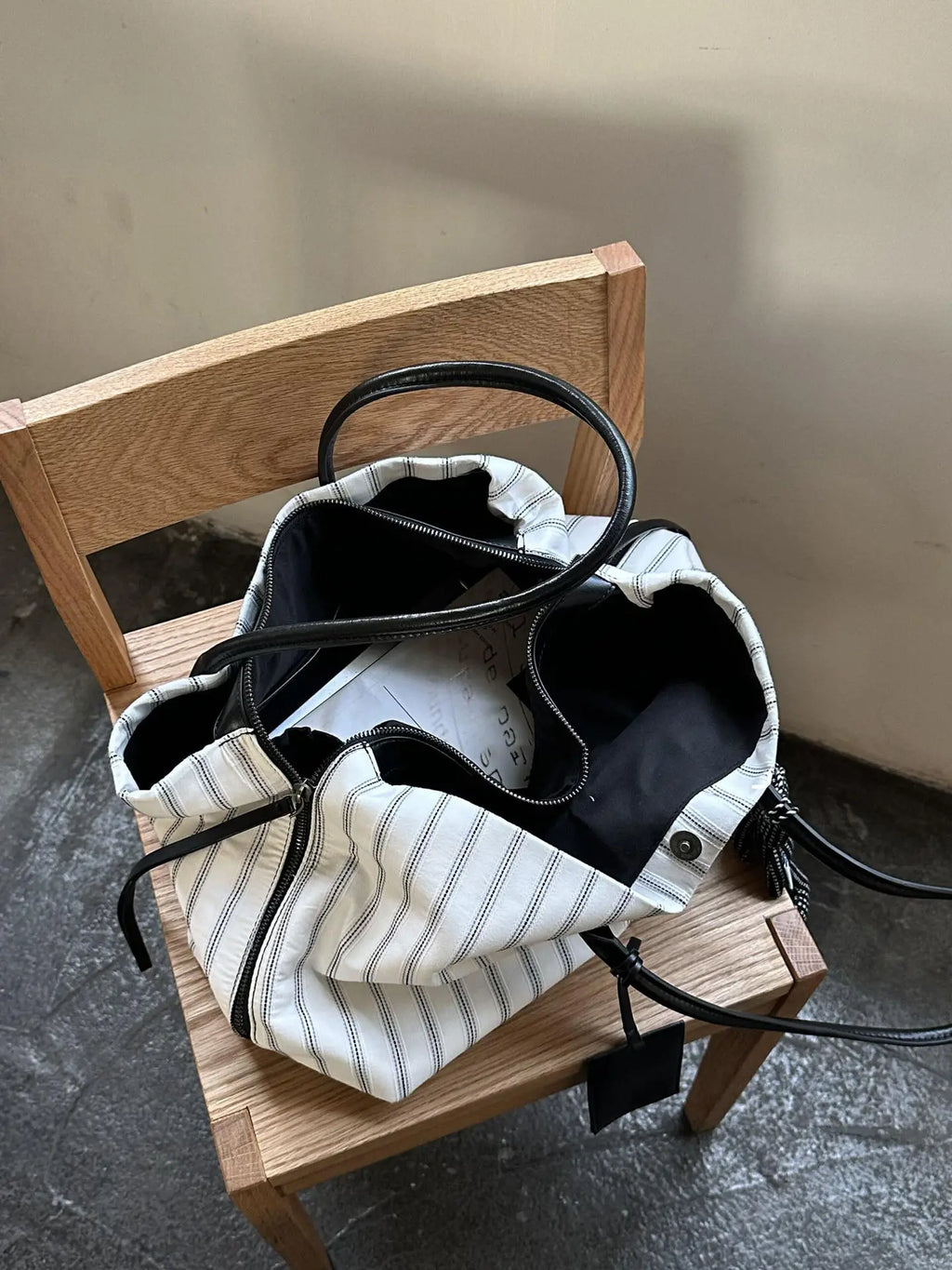 Striped Bow Tote Bag