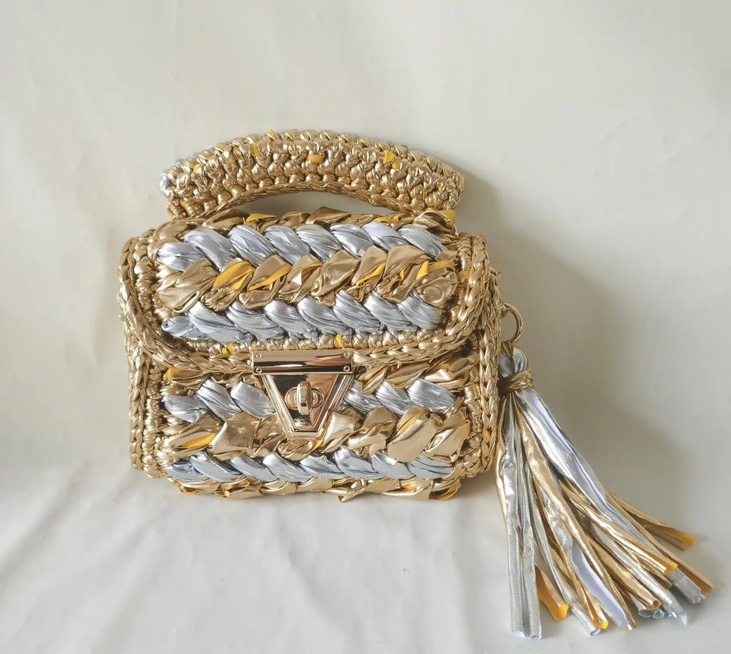 Metallic Woven Handbag