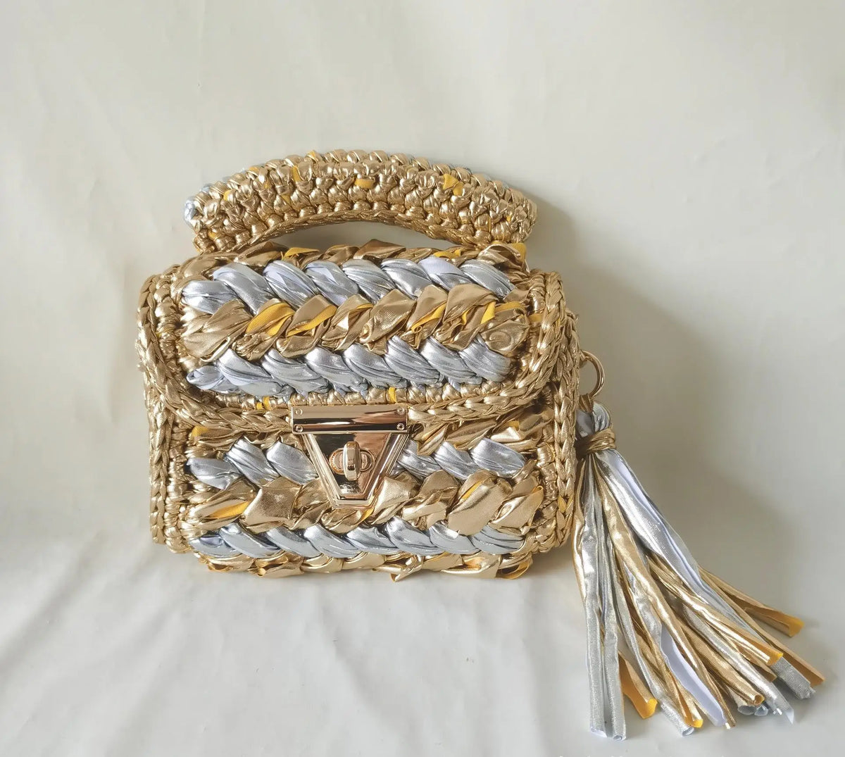 Metallic Woven Handbag