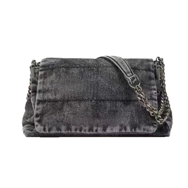 Chain-Strap Textured Shoulder Bag