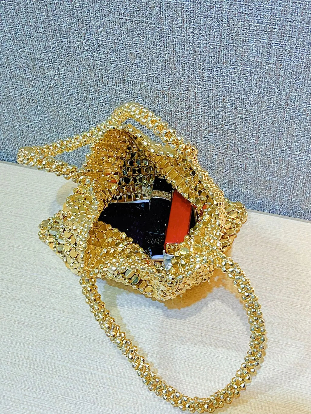 Openwork Beaded Tote Bag