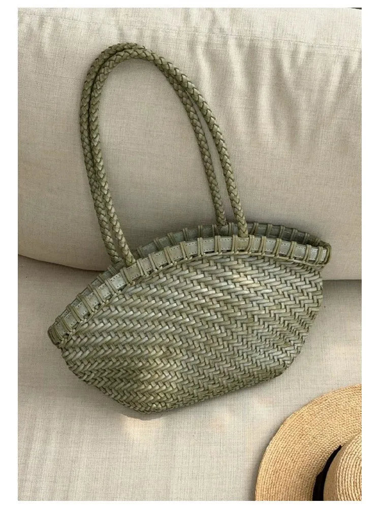 Woven Crescent Shoulder Bag