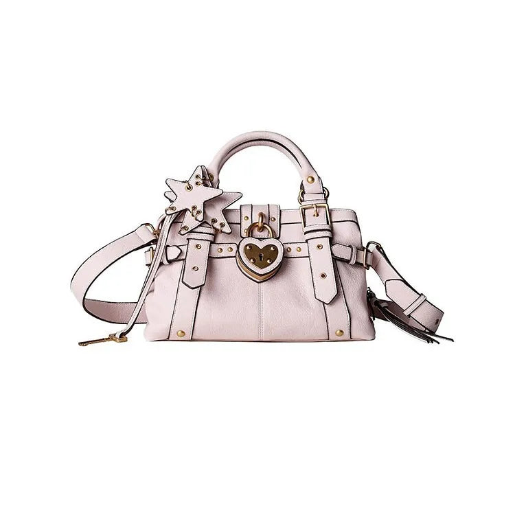 Studded Lock Top-Handle Bag