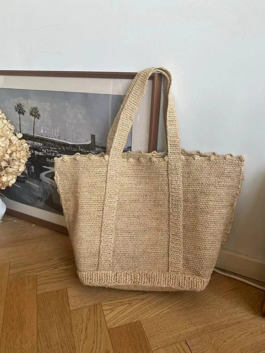 Woven Shoulder Tote Bag