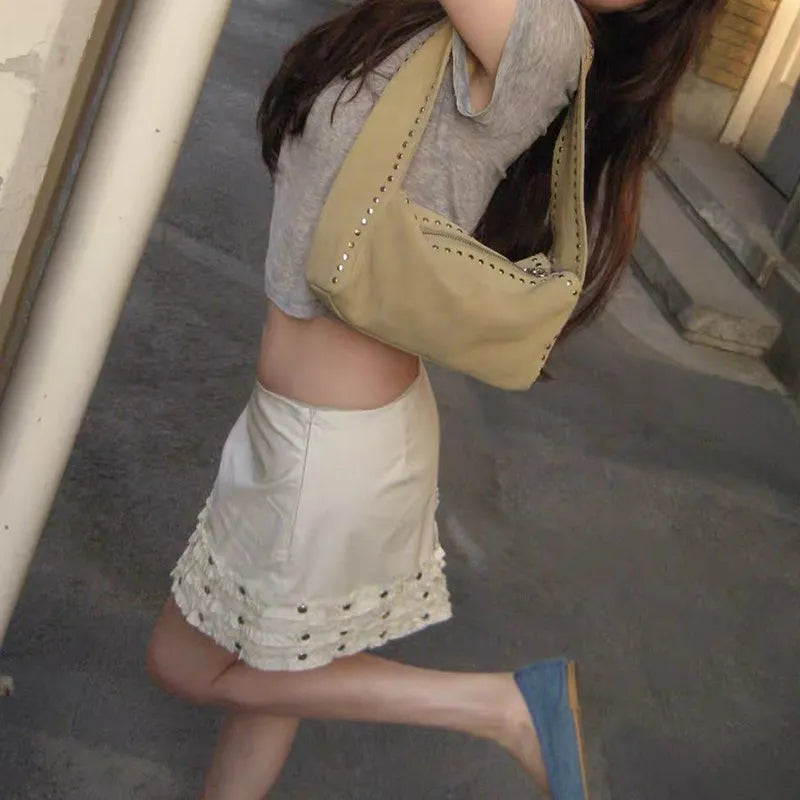 Studded Strap Hobo Bag