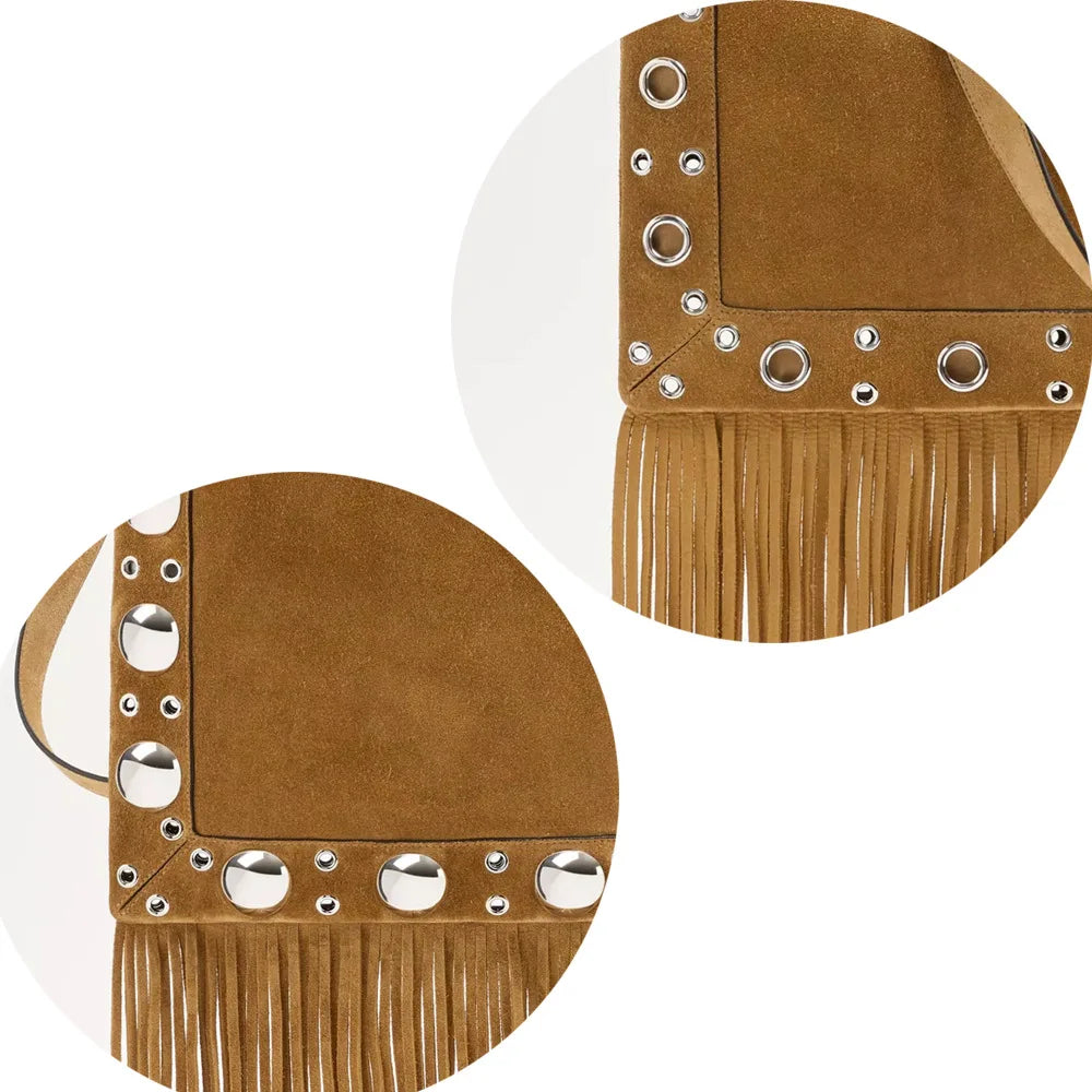 Studded Fringe Shoulder Bag