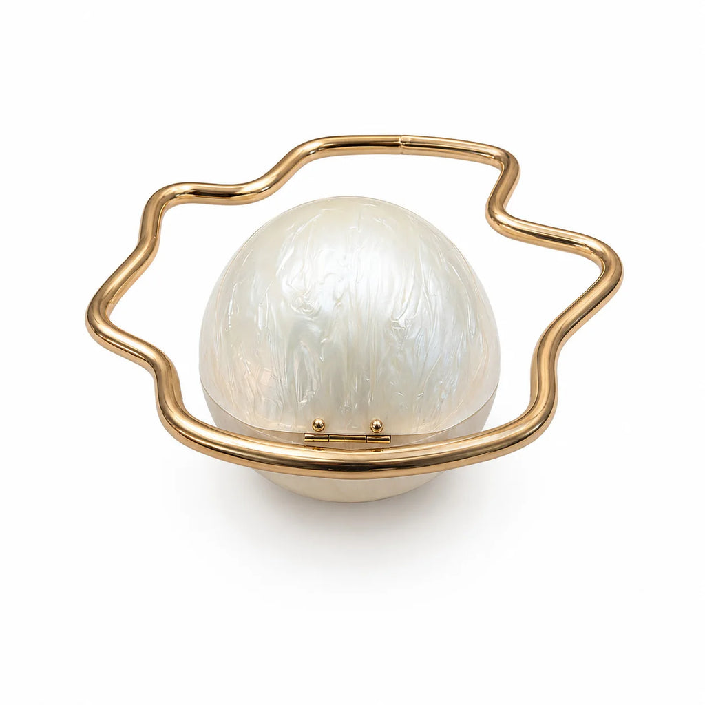 Wave-Handle Egg Clutch Bag