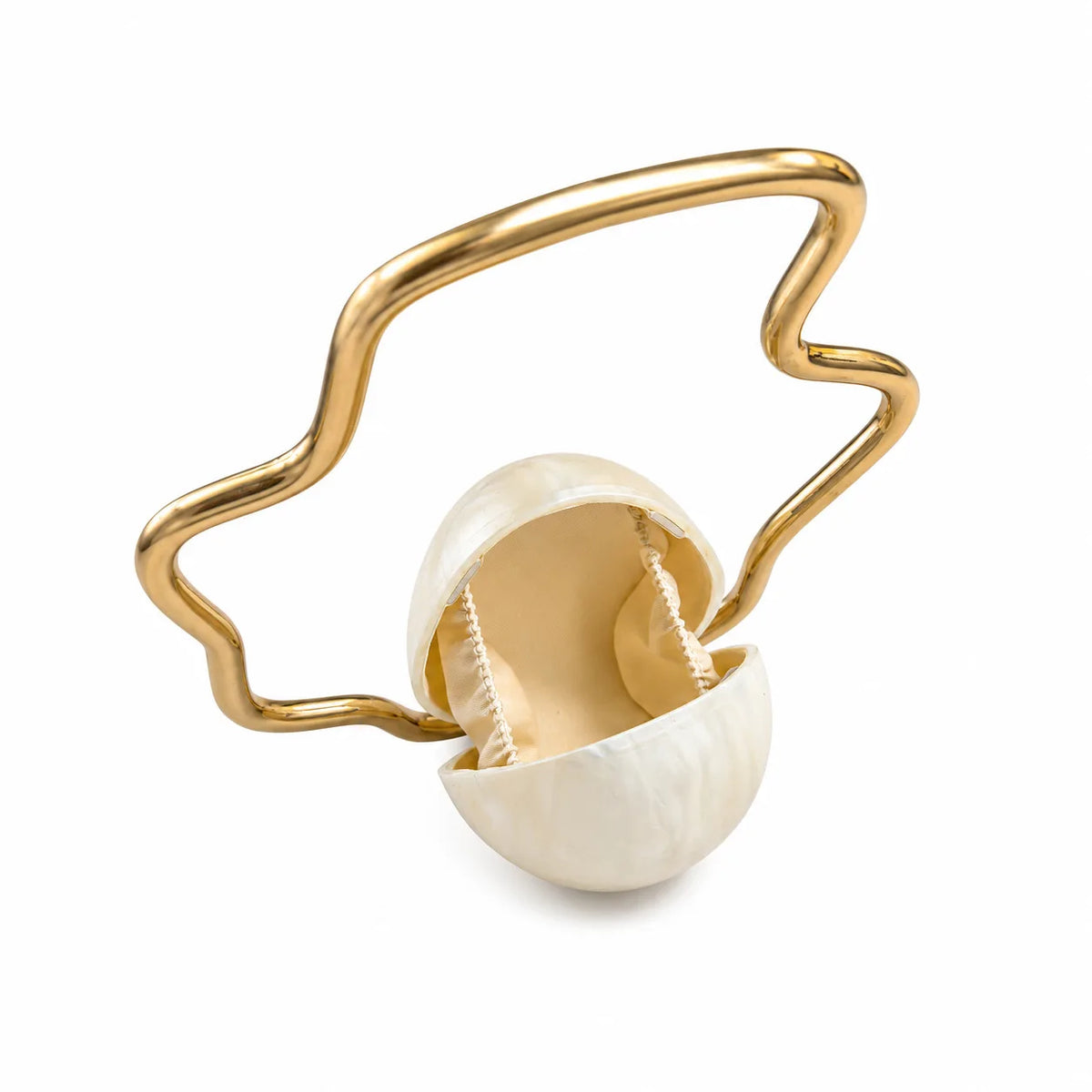 Wave-Handle Egg Clutch Bag