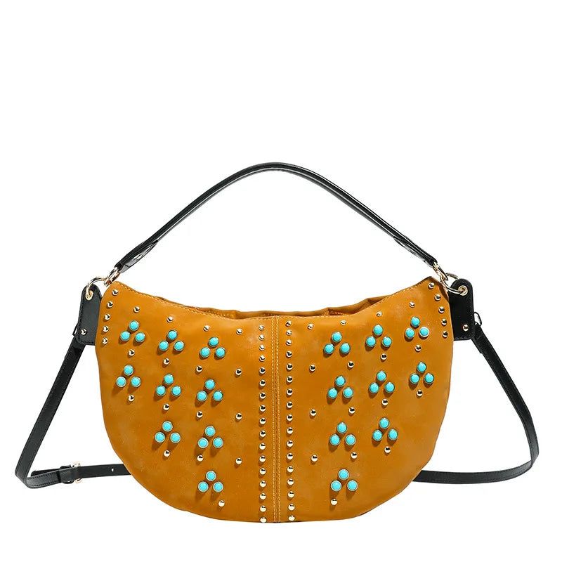 Embellished Crescent Shoulder Bag