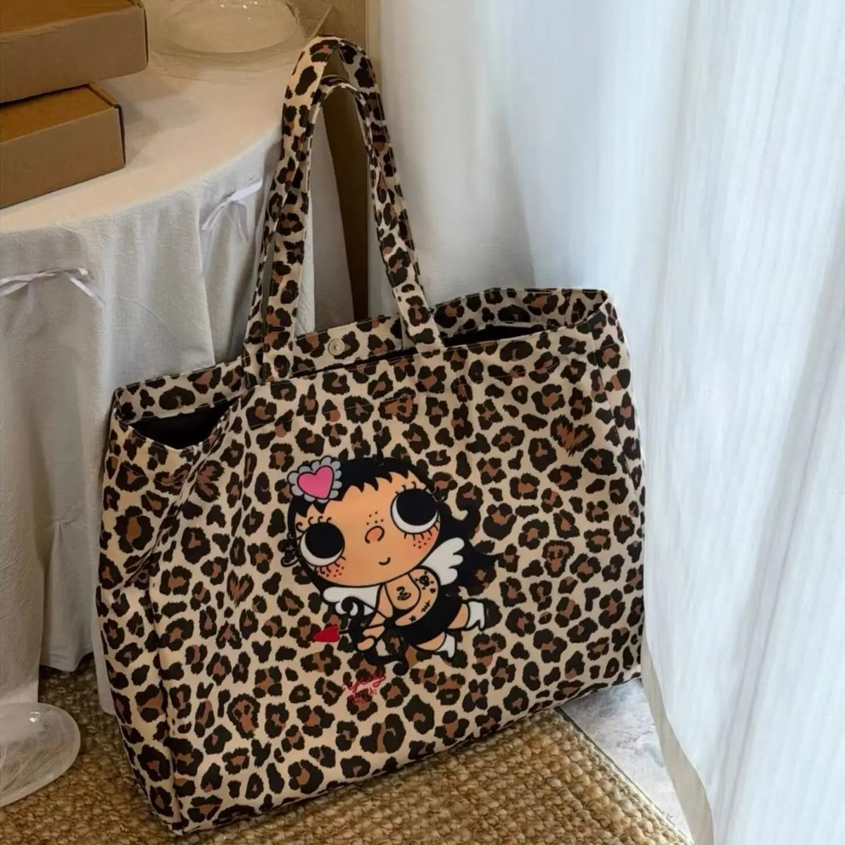 Graphic Leopard-Print Tote Bag
