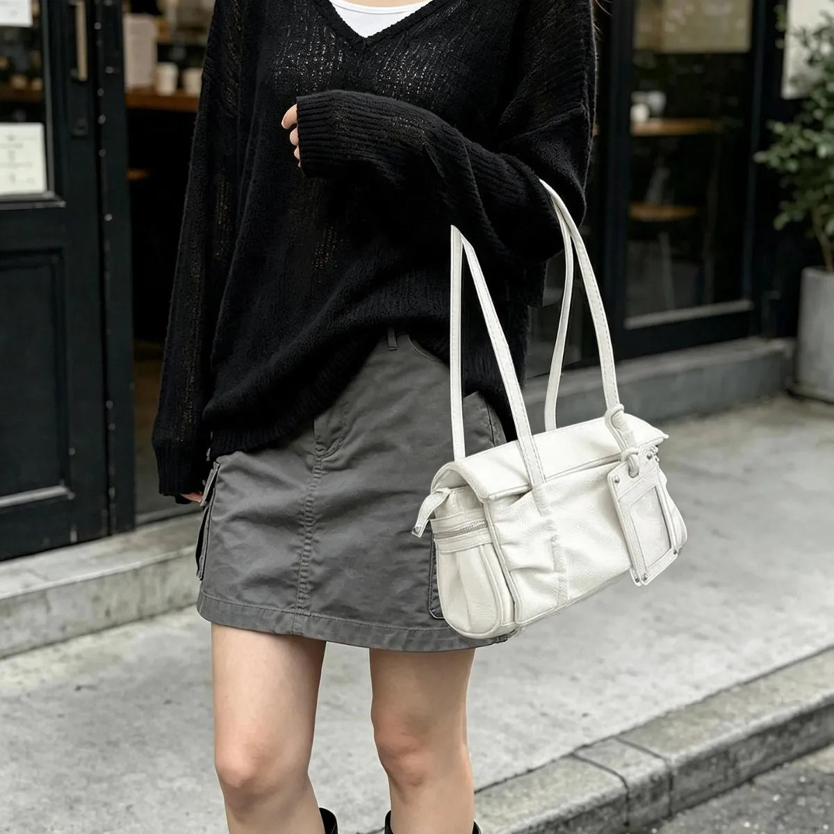 Ruched Pocket Shoulder Bag