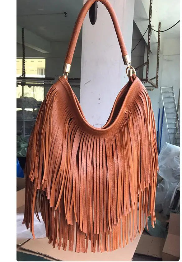 Fringed Hobo Shoulder Bag
