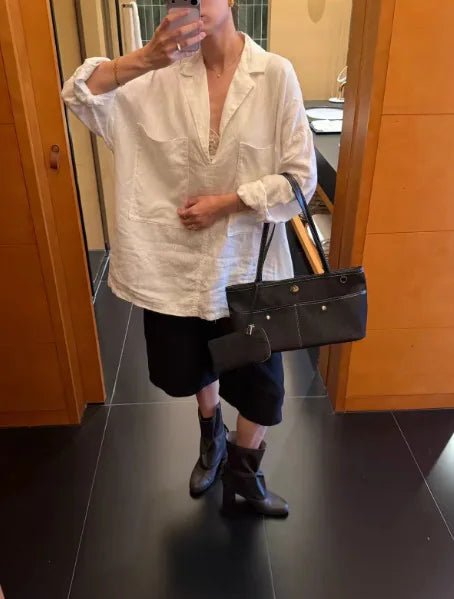 Double-Pocket Shoulder Tote Bag