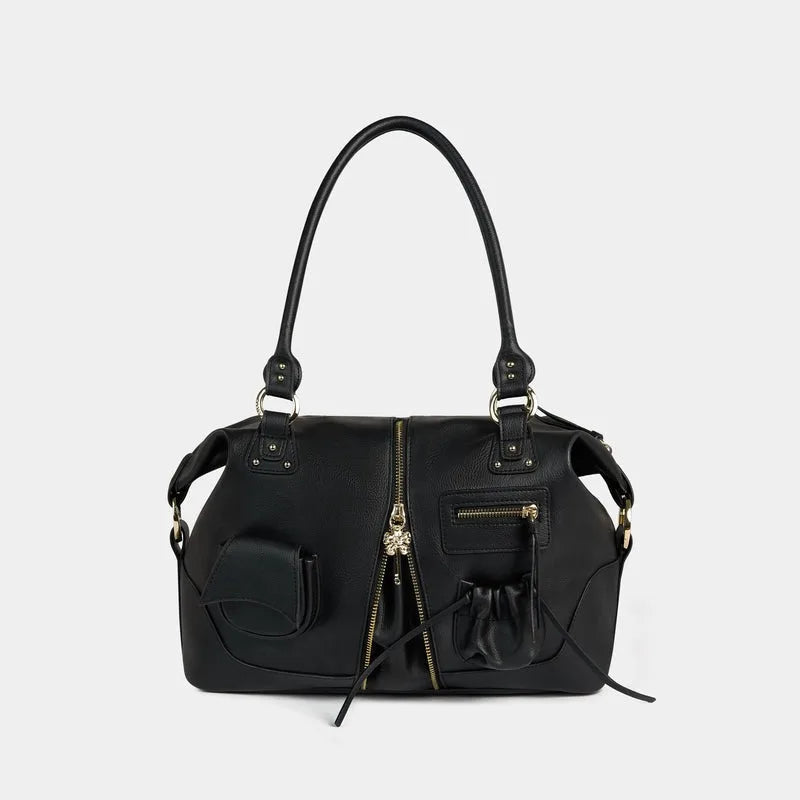 Double-Handle Pocket Shoulder Bag