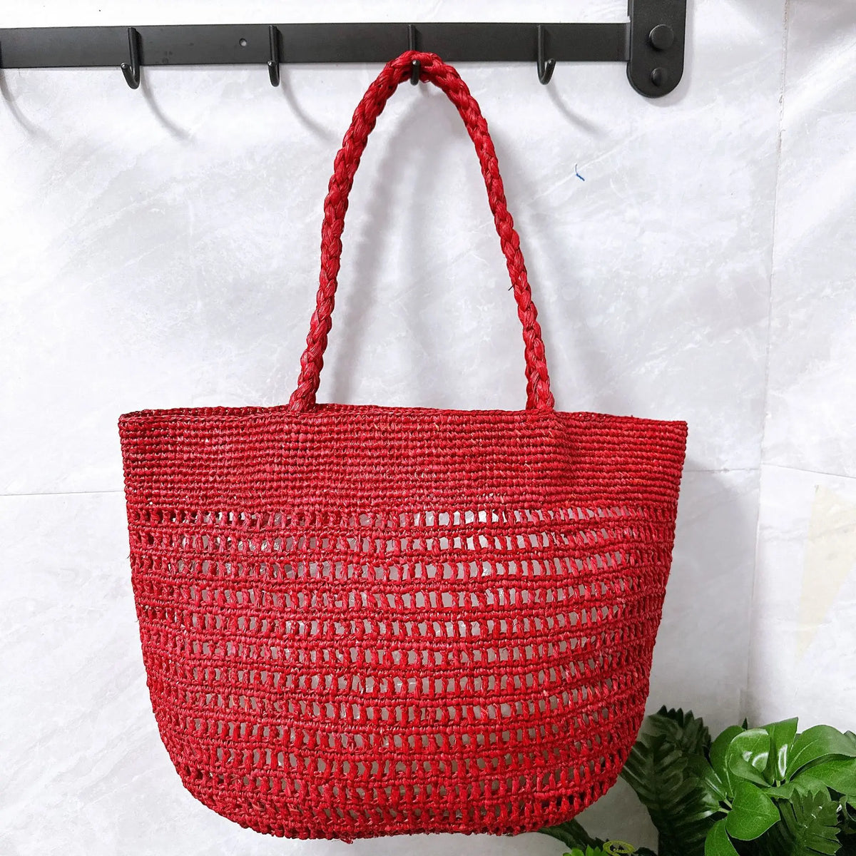 Openwork Woven Shoulder Tote
