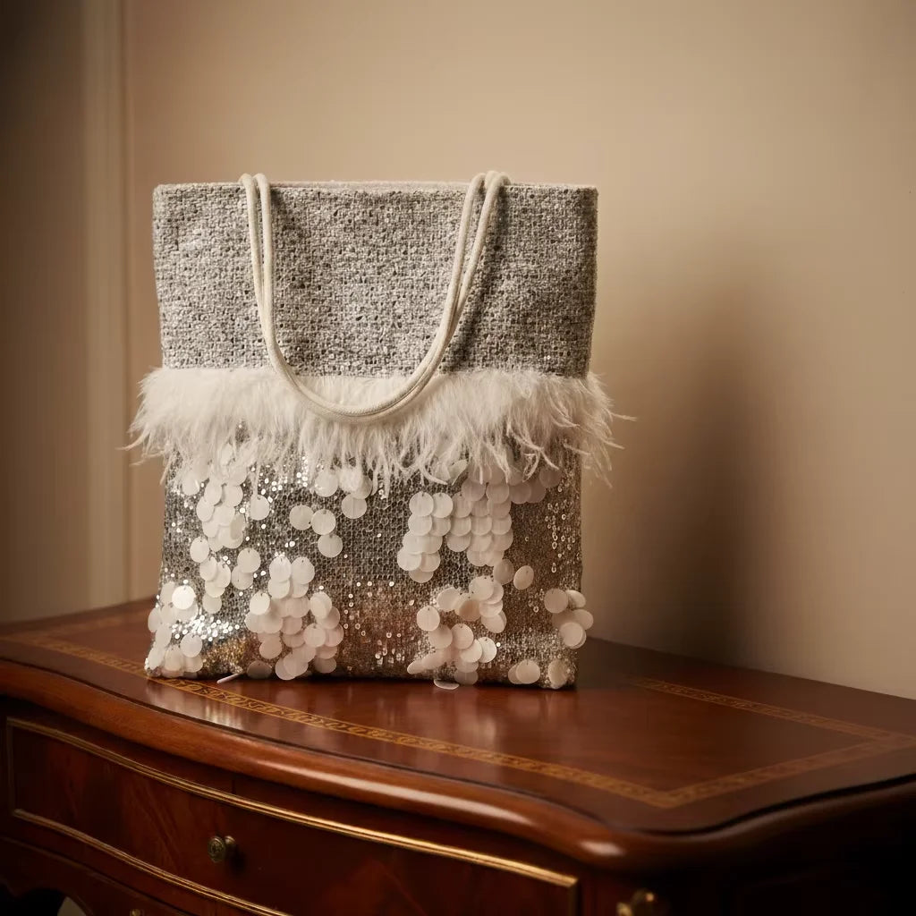 Sequin Fringe Tote Bag