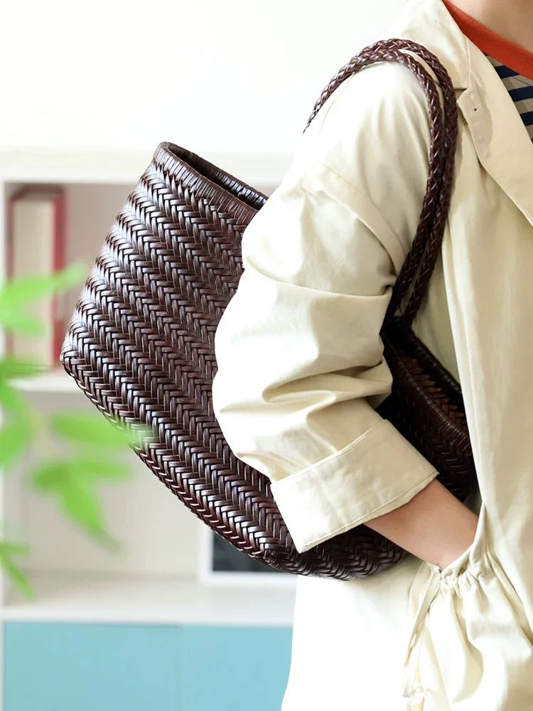 Woven Trapeze Tote Bag