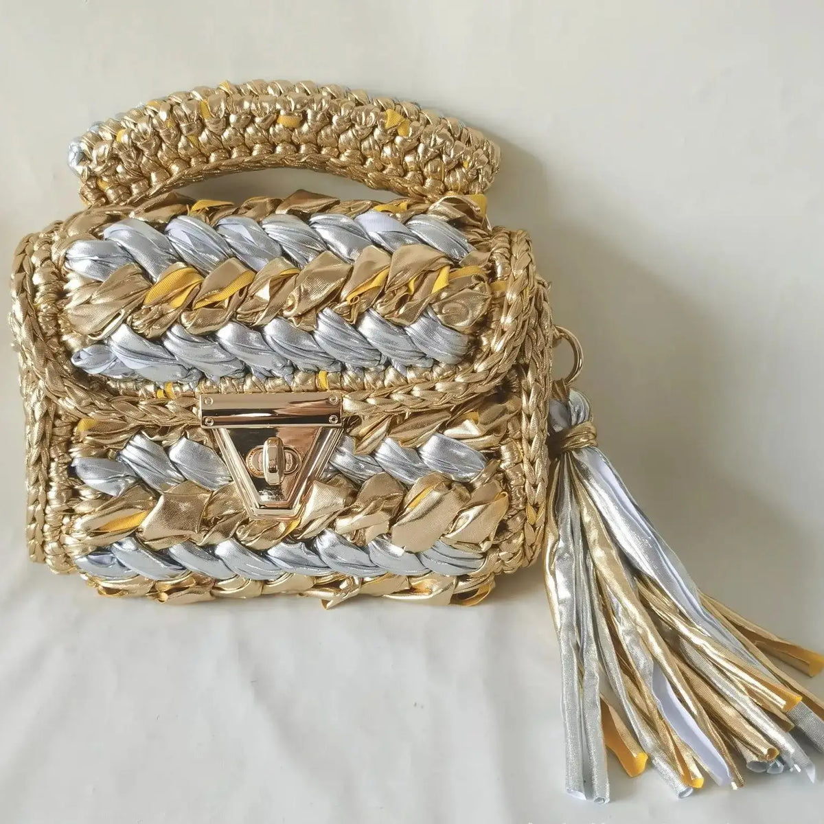 Metallic Woven Handbag