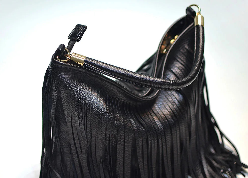 Fringed Hobo Shoulder Bag