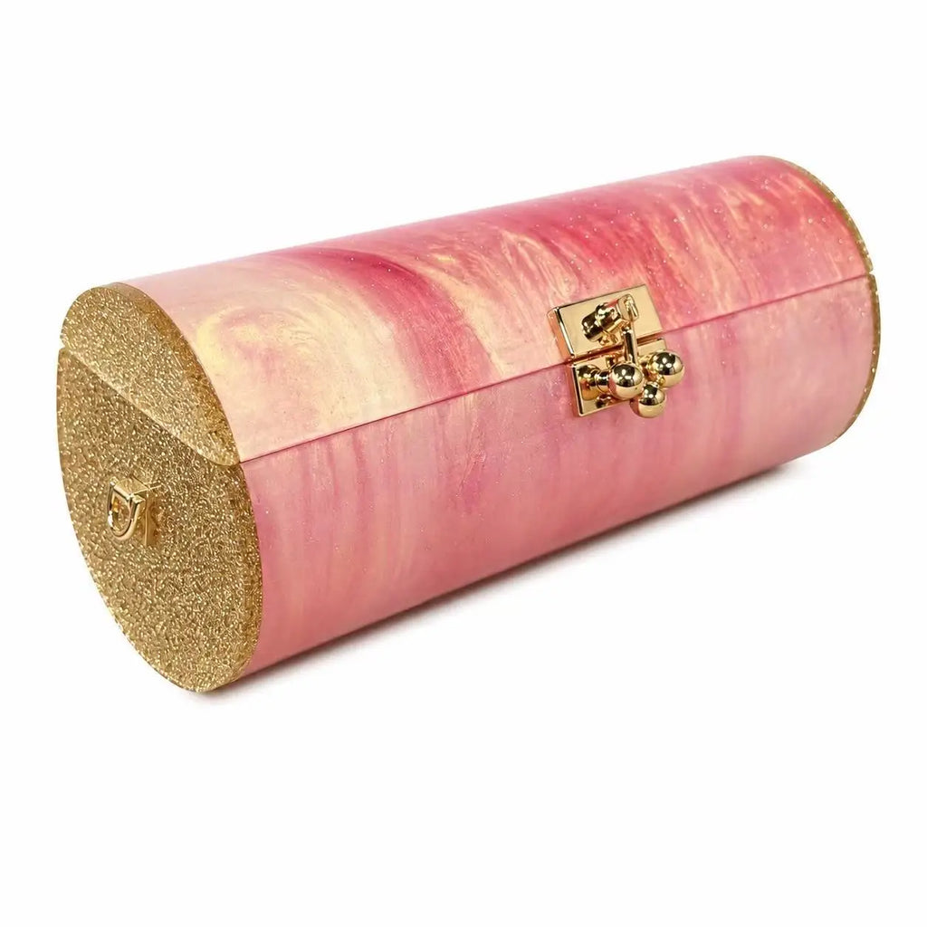 Marbled Cylinder Clutch Bag