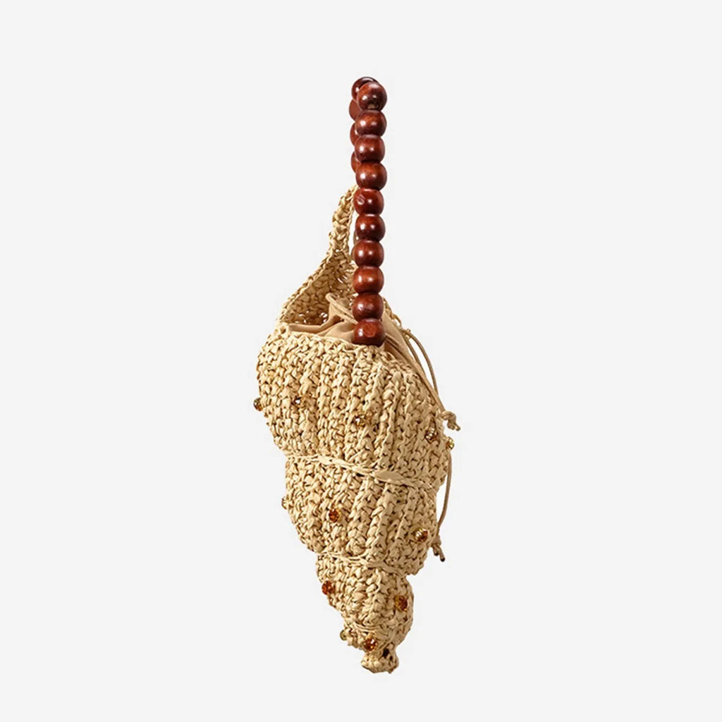 Shell-Shape Woven Shoulder Bag