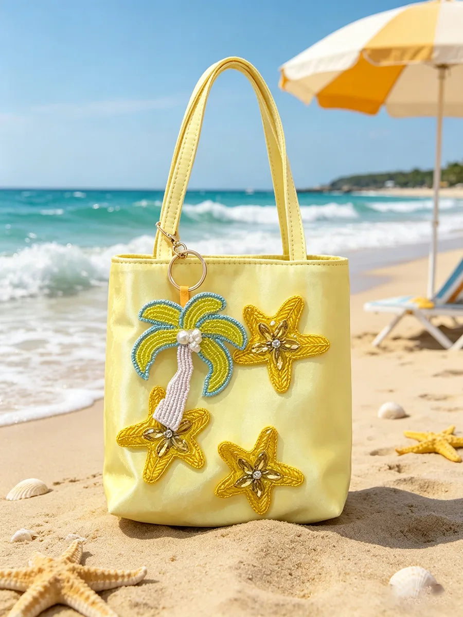 Tropical Applique Shoulder Tote