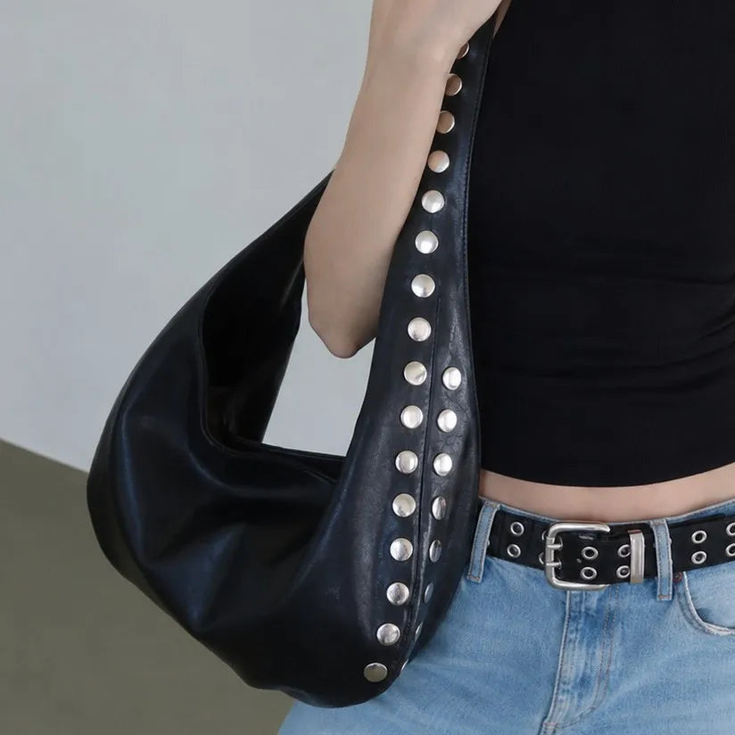 Studded Hobo Shoulder Bag