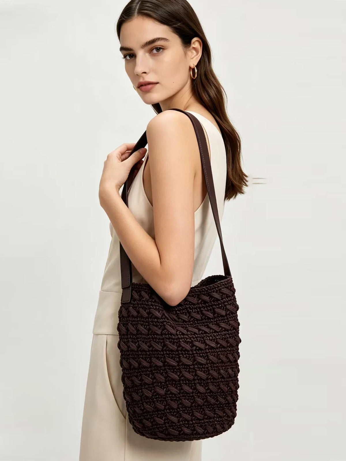 Textured Bucket Shoulder Bag