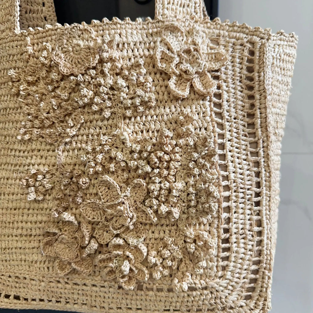 Floral Woven Shoulder Tote
