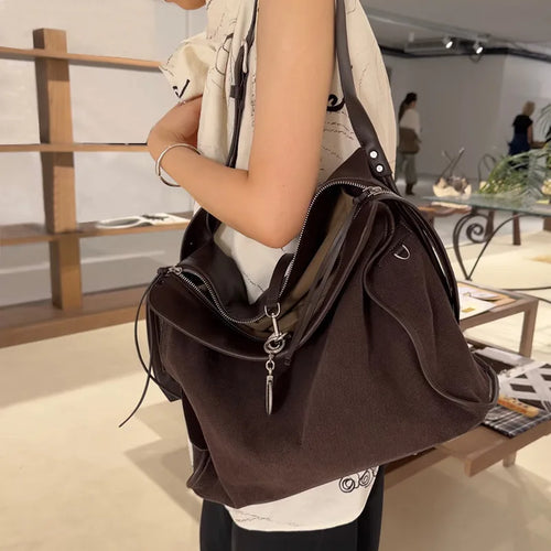 Contrast-Trim Bucket Shoulder Bag